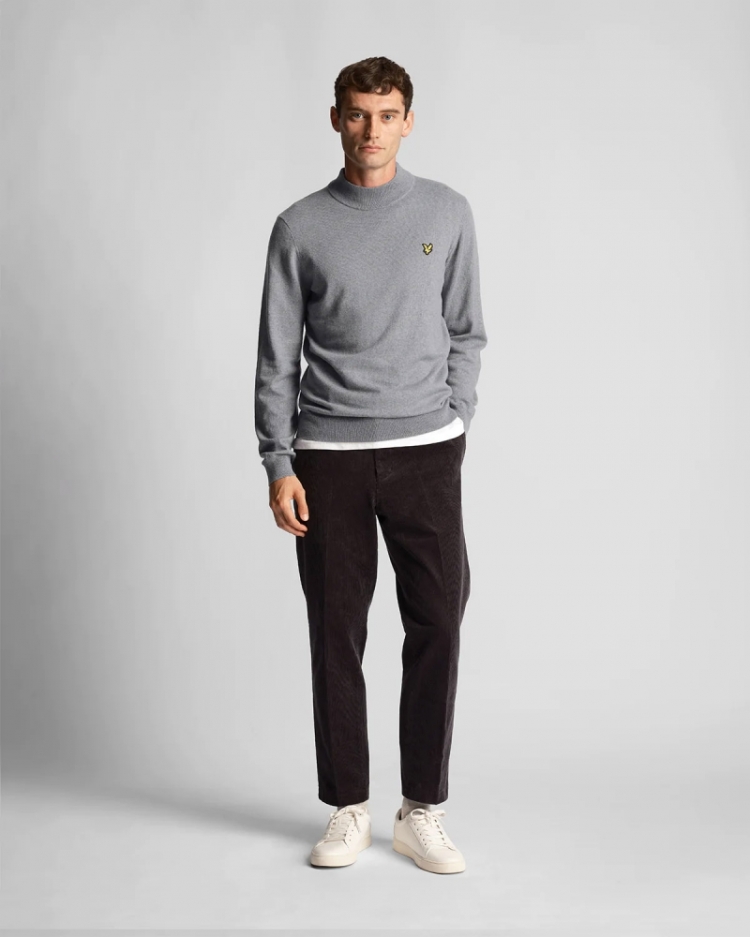 Roll neck jumper T28-Mid grey ma