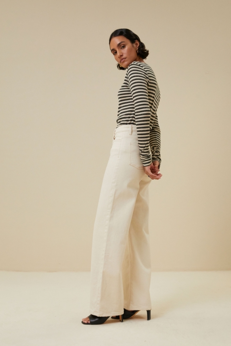 basic ls stripe top 018-chalk