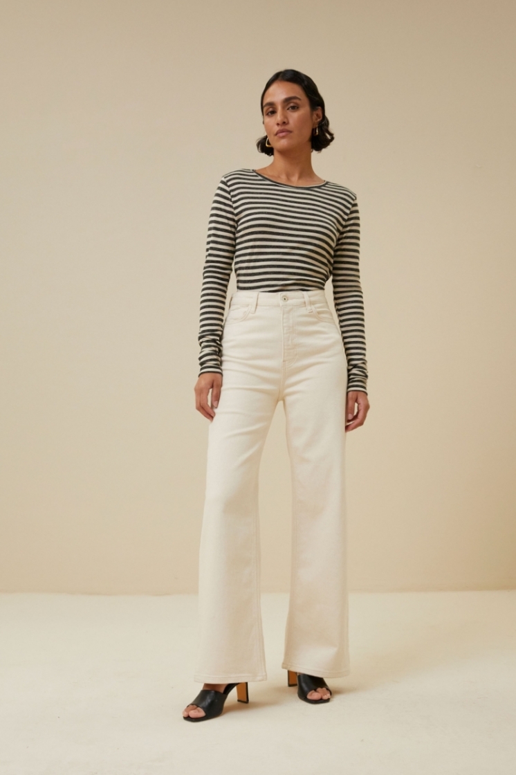 basic ls stripe top 018-chalk
