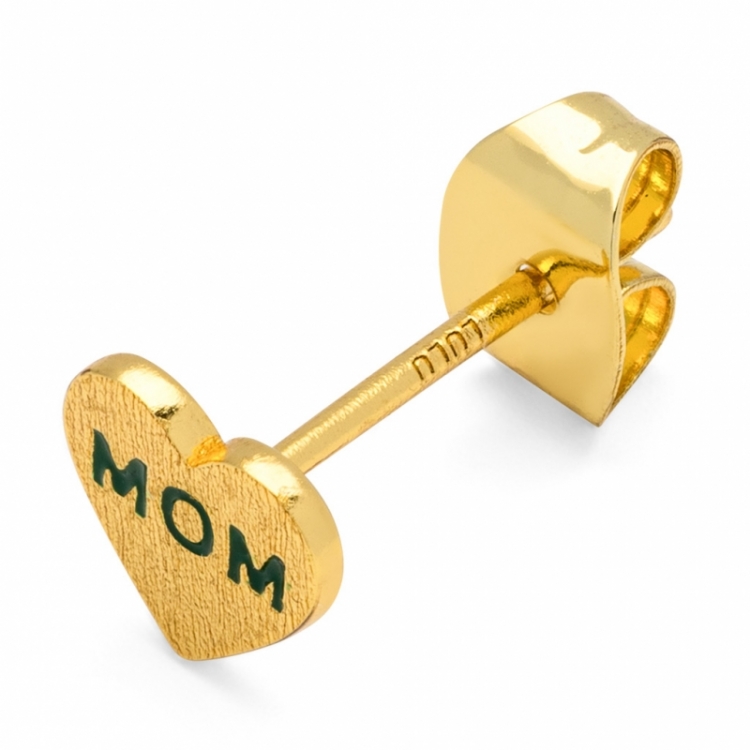 Heart Mom 1 Pcs Gold Plt. Green