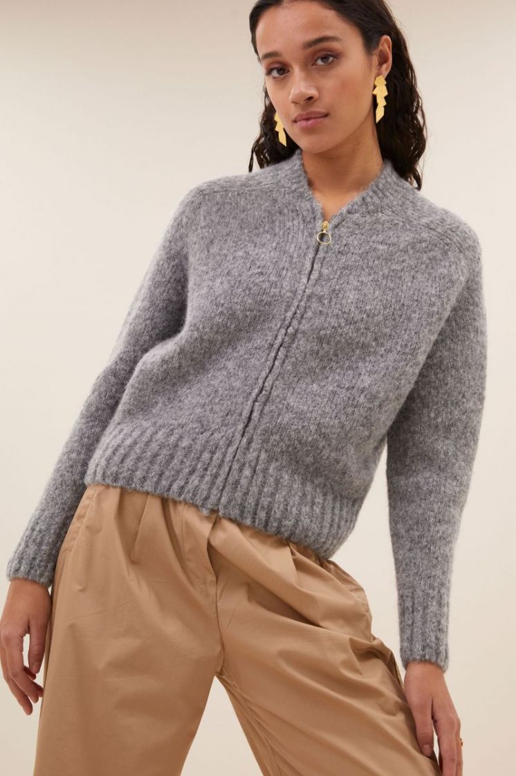 Jonas zipp cardigan 825-Grey melee