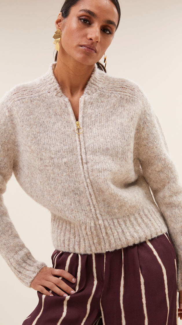 Jonas zipp cardigan 883-Stone melee