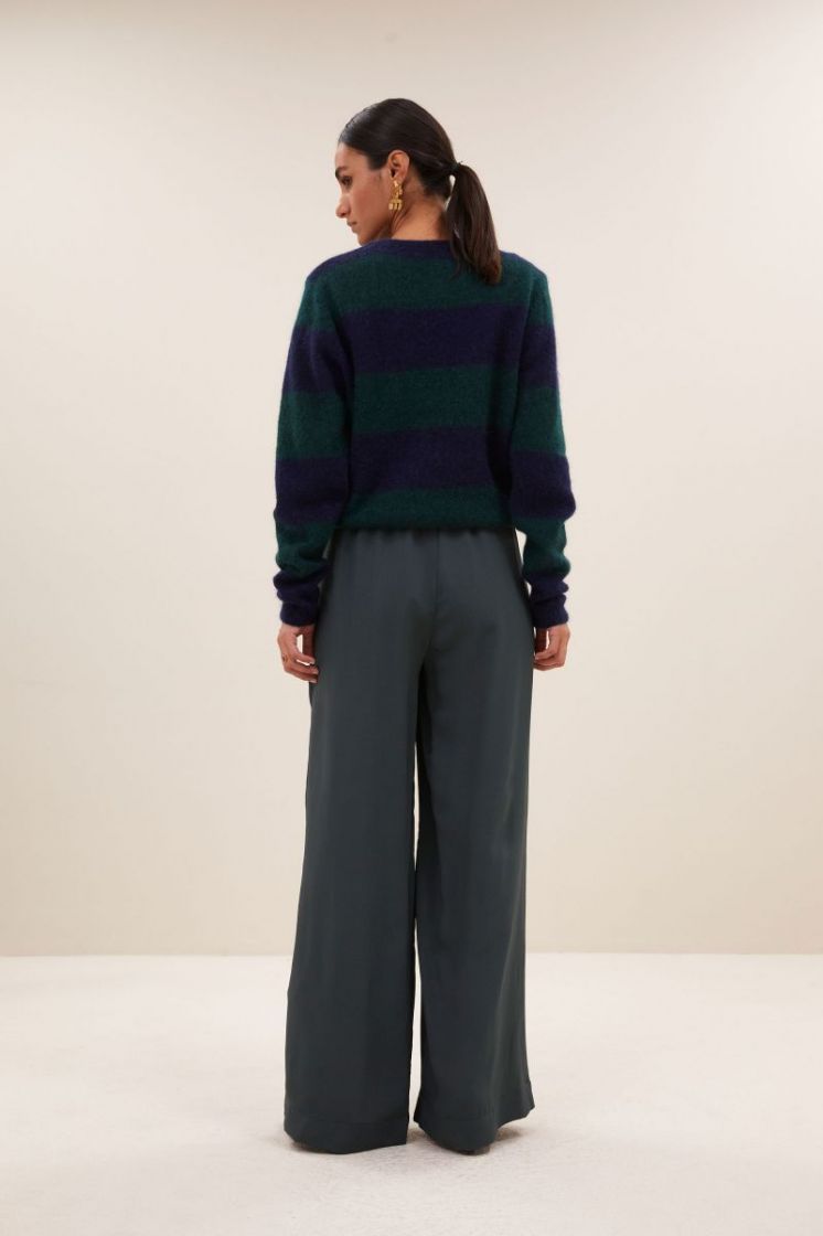Gwen big stripe pullover 476-Dark green 