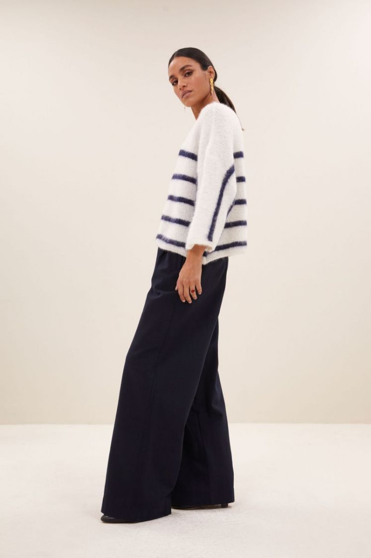 Fleur stripe pullover 717-Marine Stri