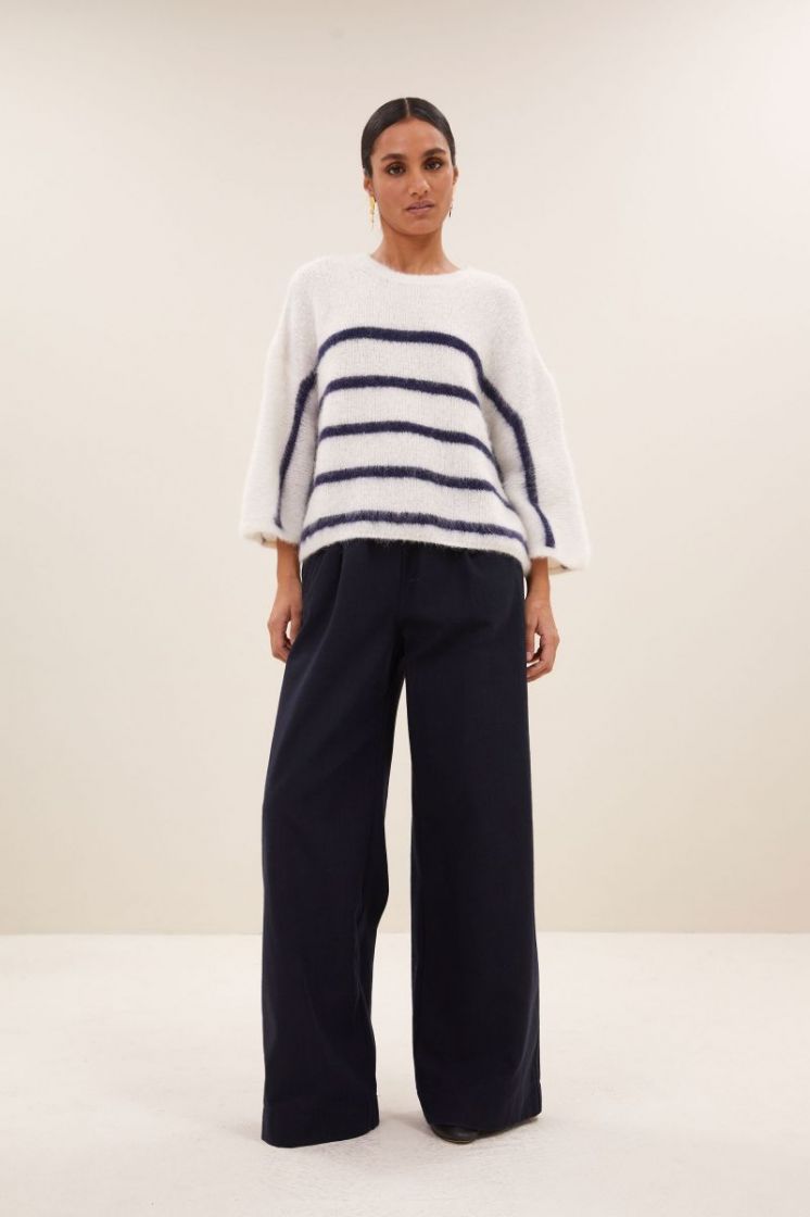 Fleur stripe pullover 717-Marine Stri