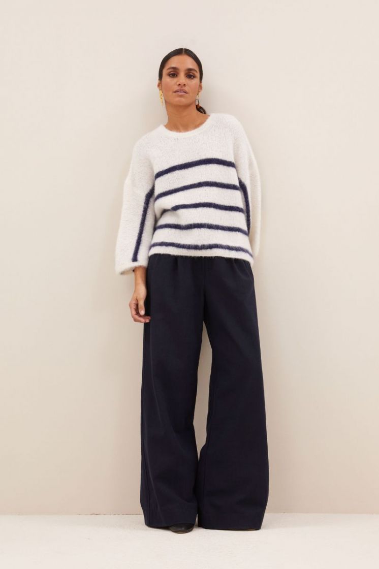 Fleur stripe pullover 717-Marine Stri