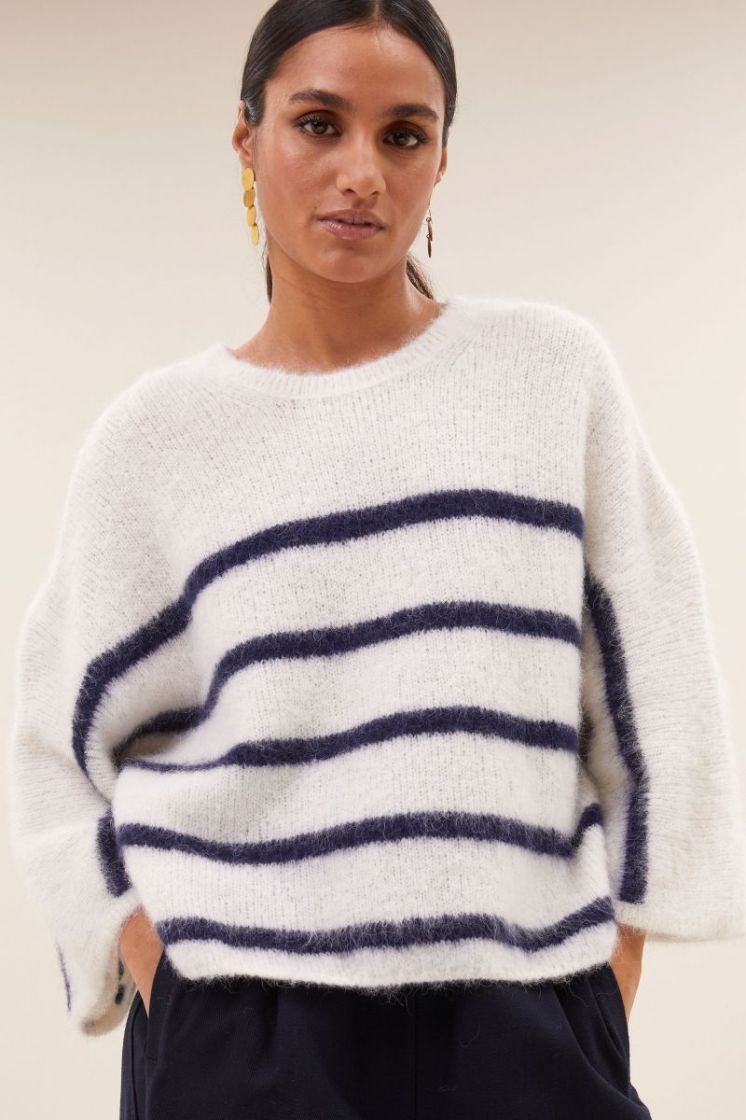 Fleur stripe pullover 717-Marine Stri