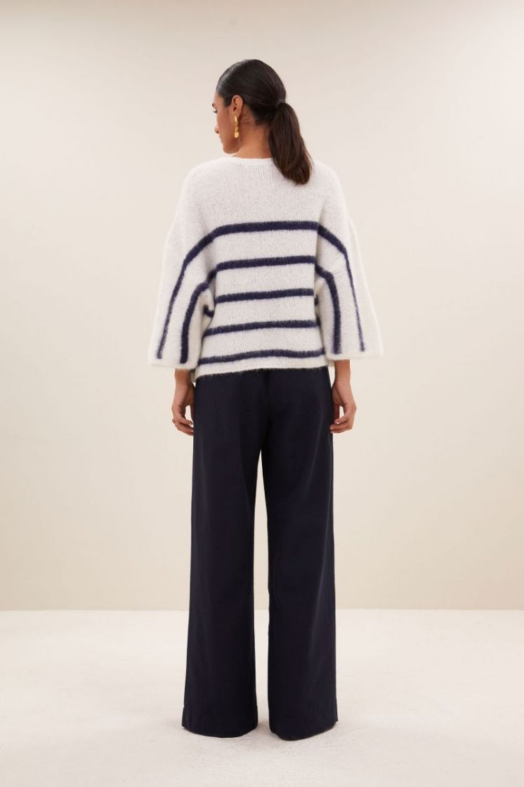 Fleur stripe pullover 717-Marine Stri
