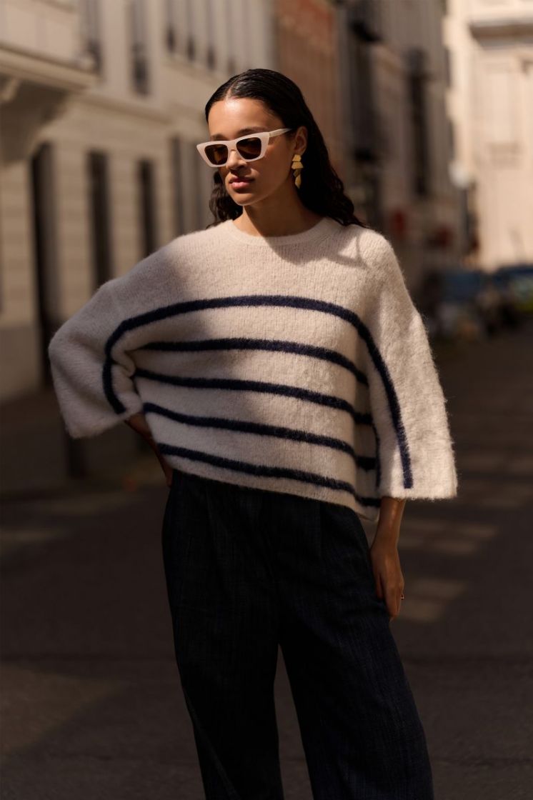 Fleur stripe pullover 717-Marine Stri