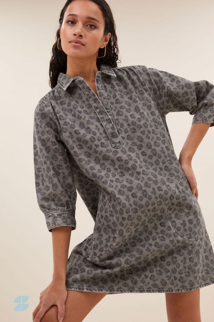 Flynth grey vheetah dress 803-Grey Cheeta