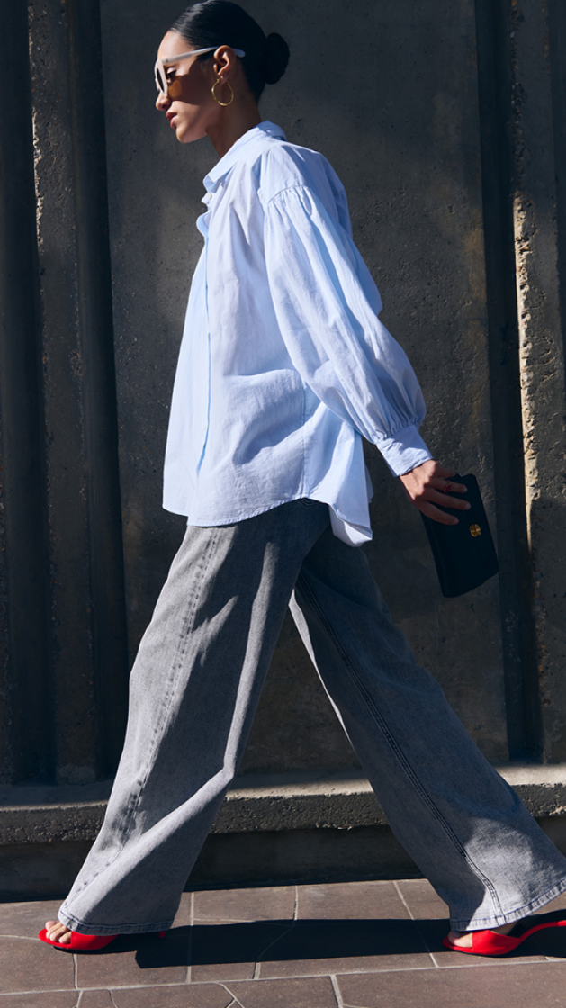 Sarah chambray blouse 650-Light blue