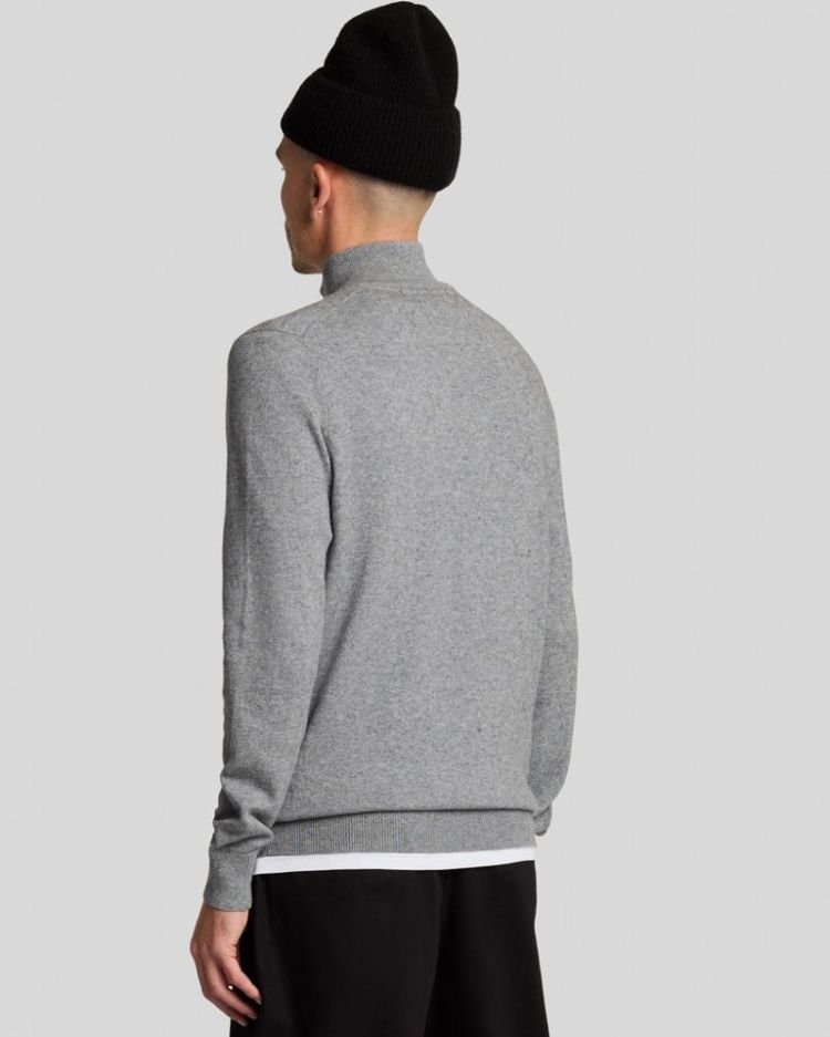 cotton merino quarter zip T28-Mid Grey