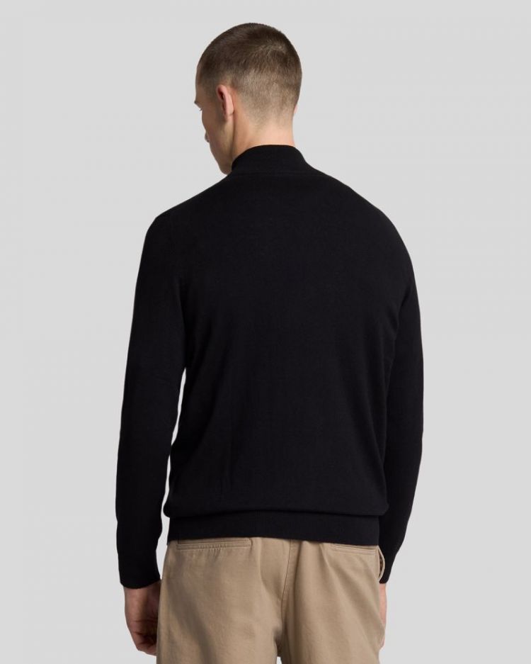 cotton merino quarter zip Z865-Jet Black