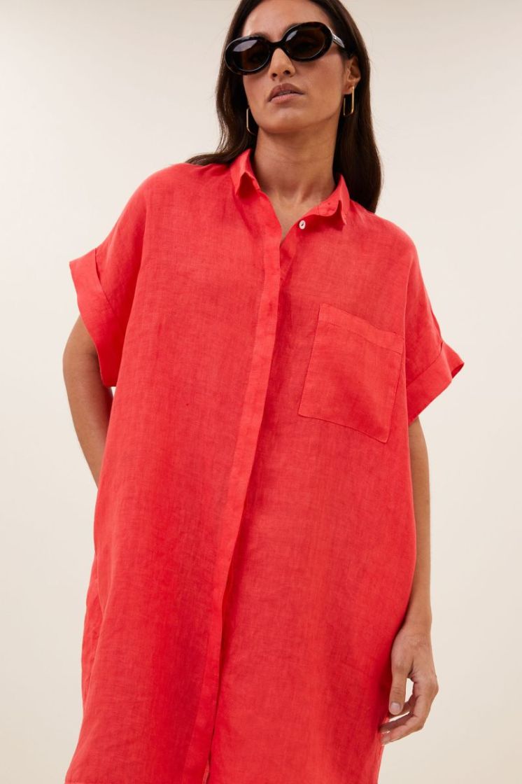 Hella Linen Dress 332-Lipstick