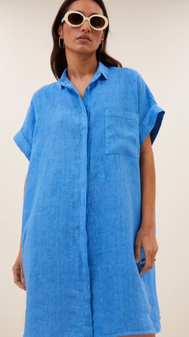 Hella Linen Dress 1639-Regatta Bl
