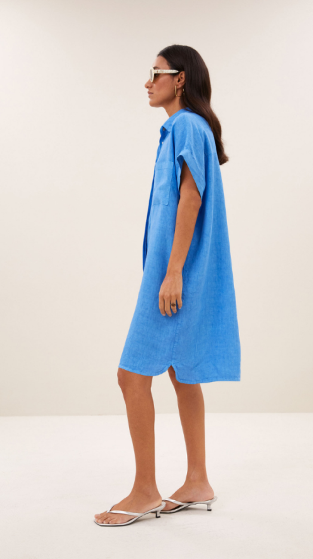 Hella Linen Dress 1639-Regatta Bl