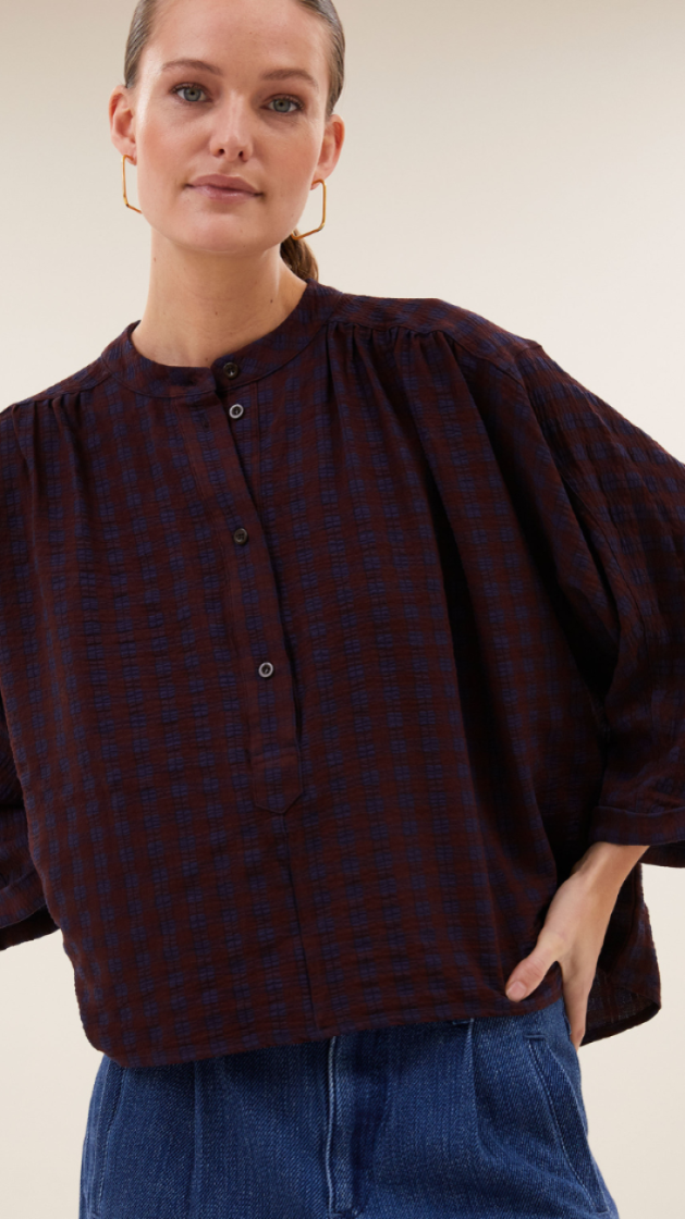 Jess Blouse 1341-Wine Check