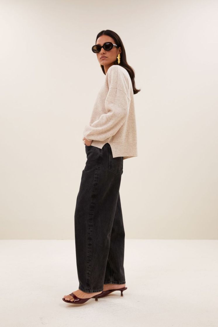 Sammie Round Neck Pullover 826-Oyster mele