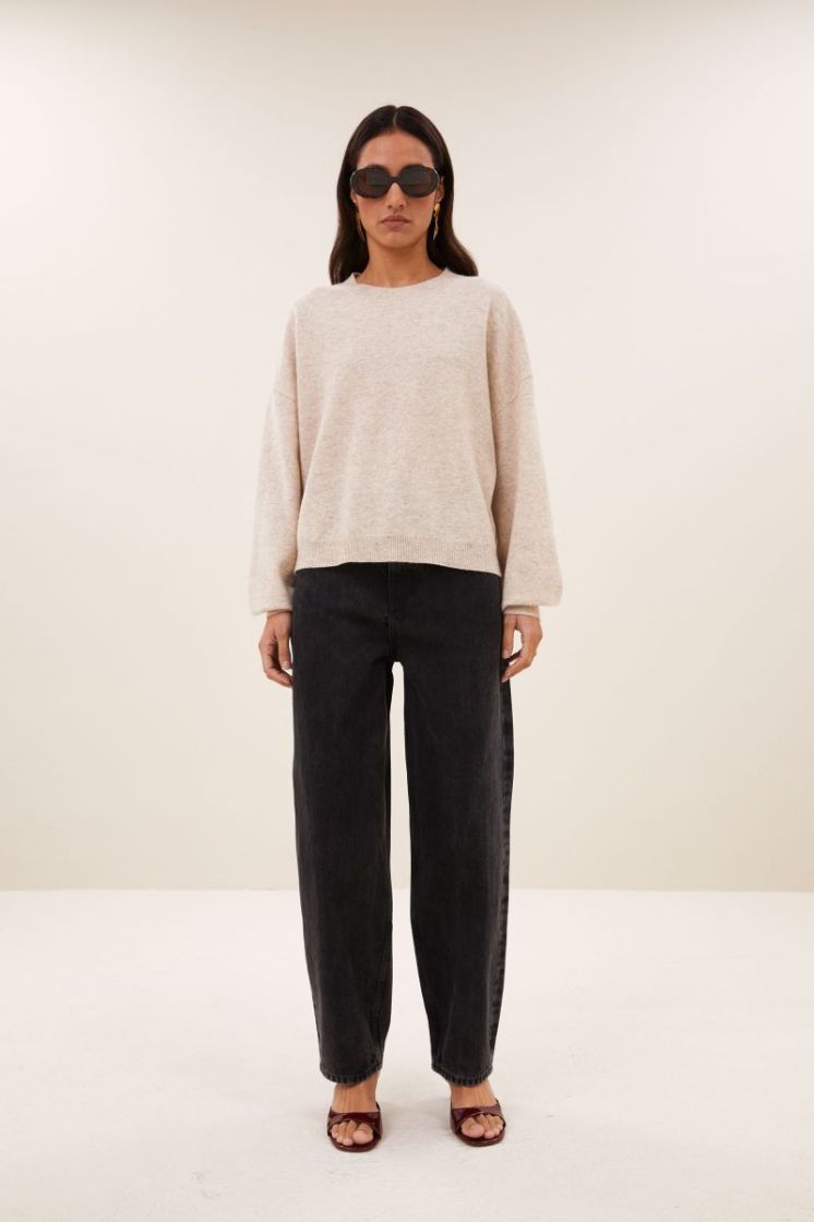 Sammie Round Neck Pullover 826-Oyster mele