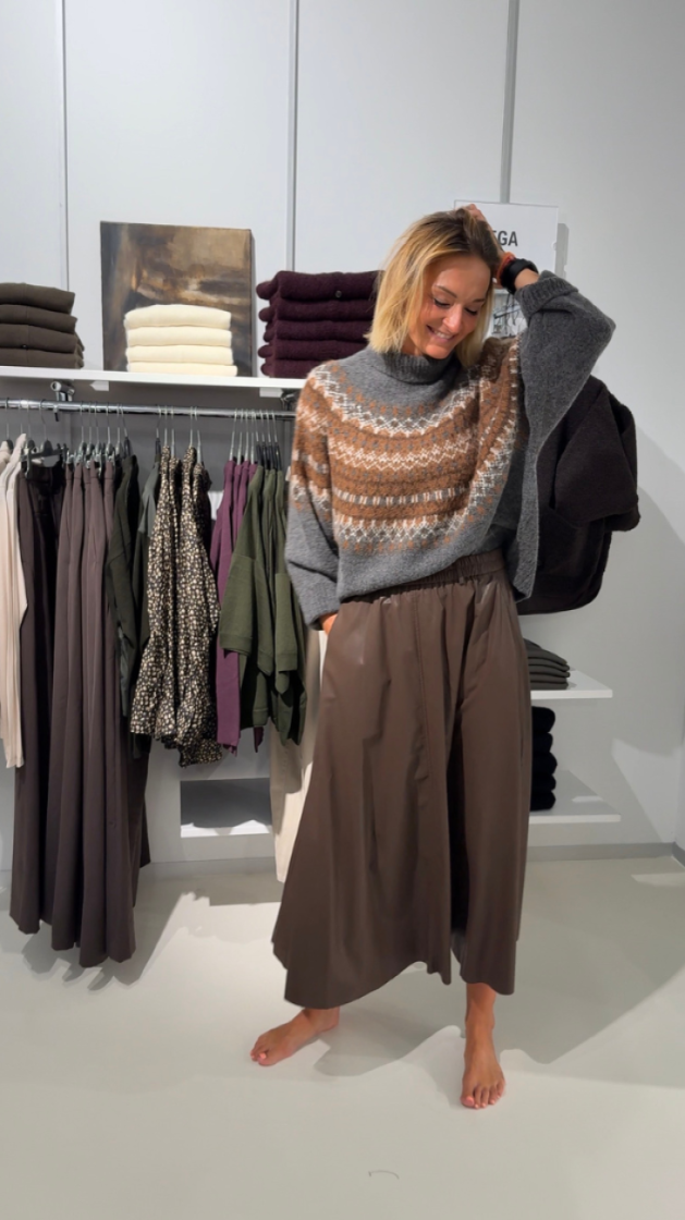 Chunky Fasir Isle Sweater 145-Dark Grey M