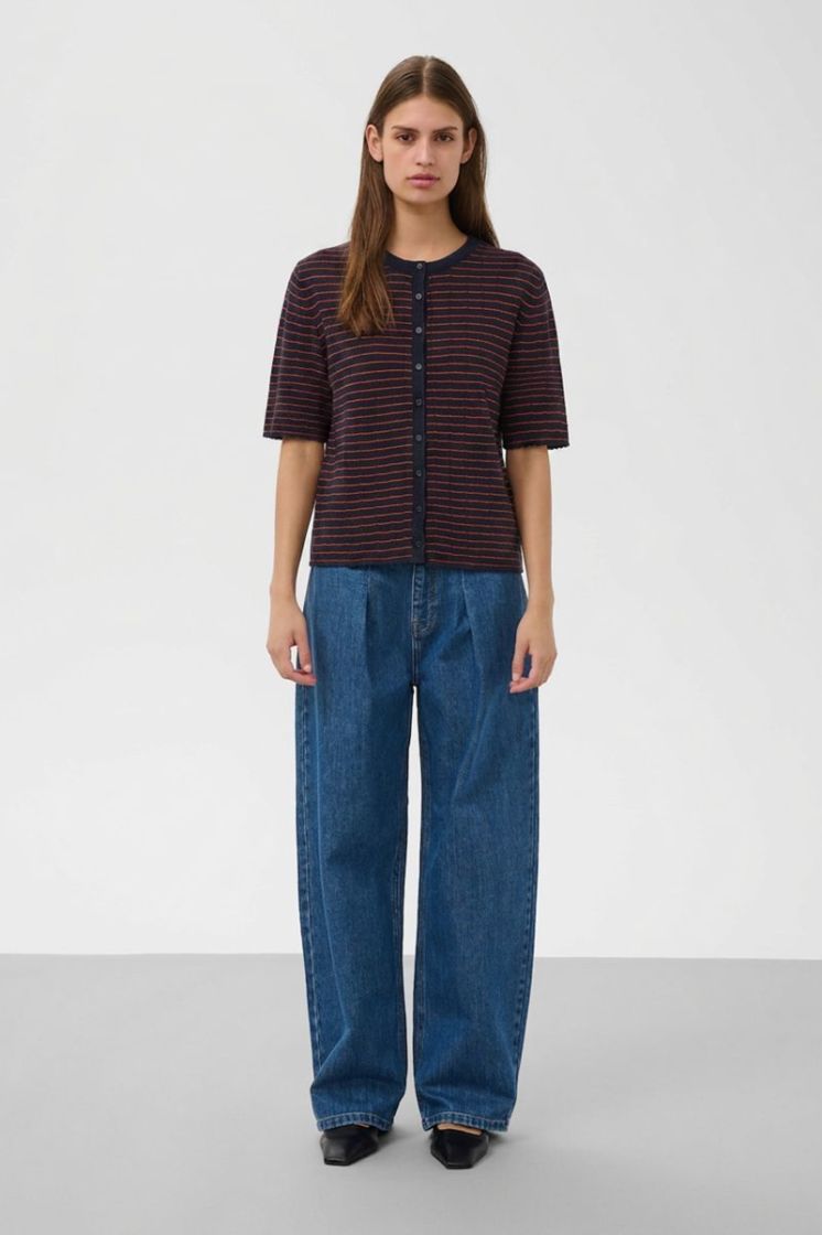 SLPina striped loose cardigan  305056-Navy w P