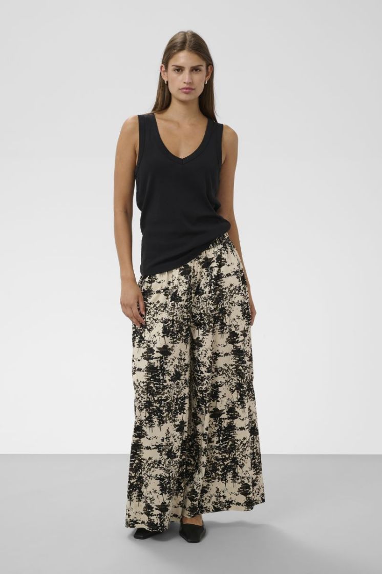 SLNaelle printed pants 305085-Oatmeal 