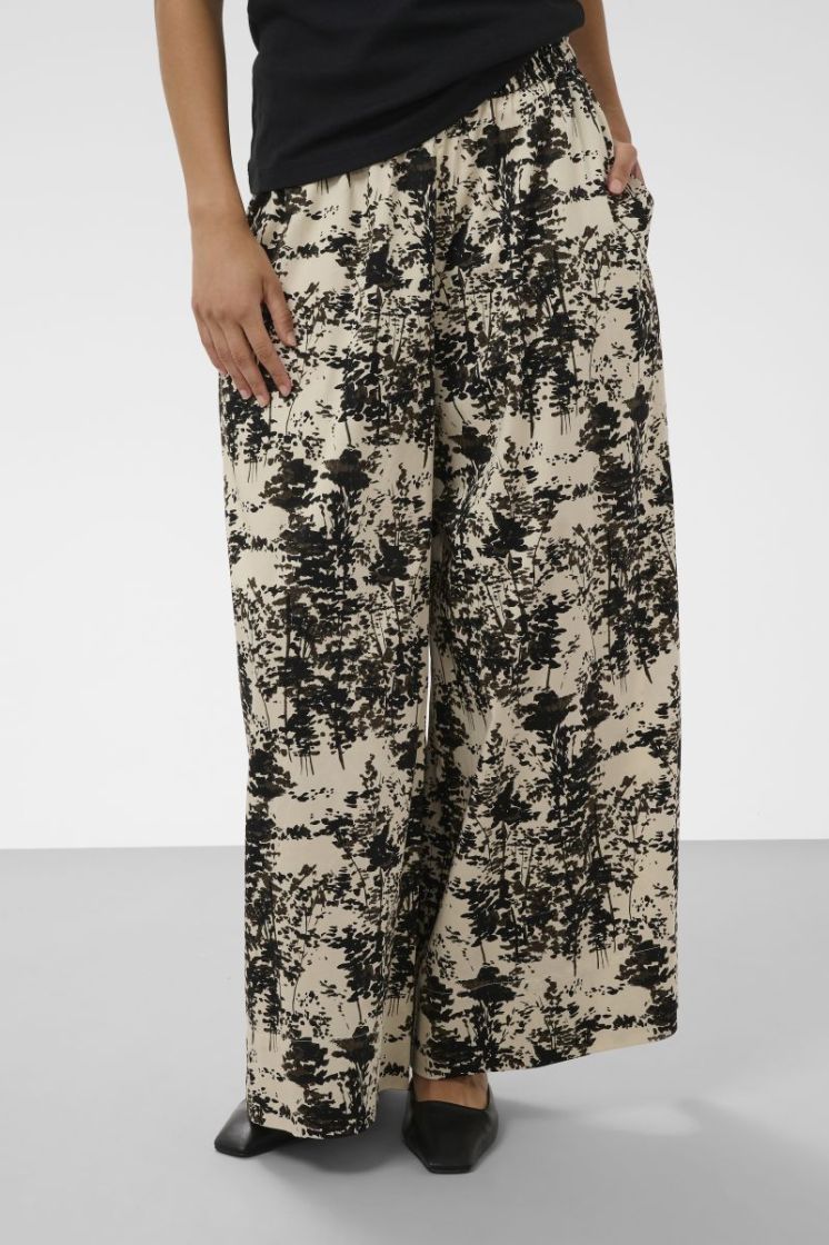 SLNaelle printed pants 305085-Oatmeal 