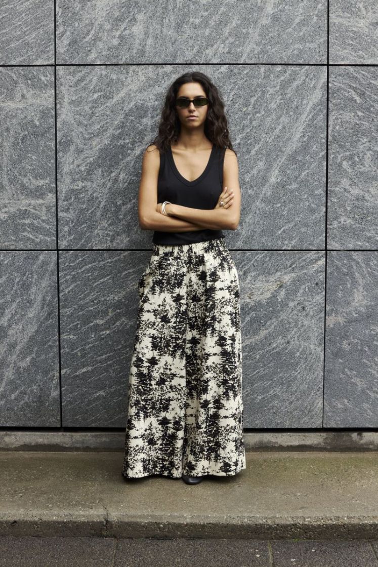 SLNaelle printed pants 305085-Oatmeal 